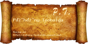 Páhány Teobalda névjegykártya